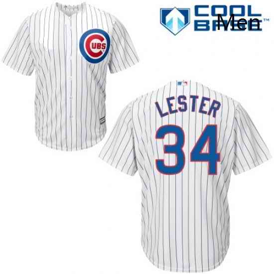 Mens Majestic Chicago Cubs 34 Jon Lester Replica White Home Cool Base MLB Jersey